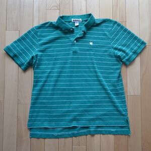 Boast Short Sleeve Polo Green White Stripes Cannabis Weed Leaf Logo Size XXL